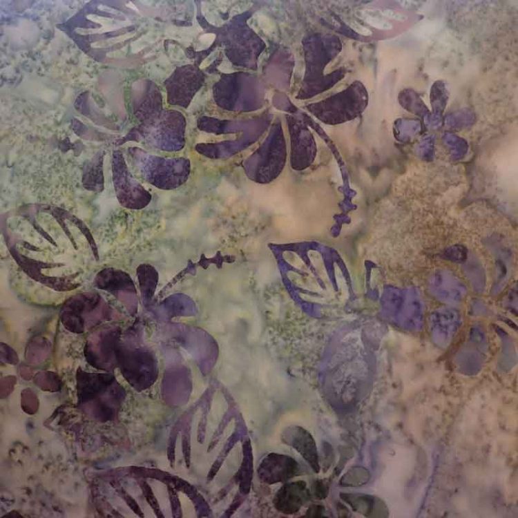 Hibiscus Purple Batik Wideback Fabric $ 36 metre