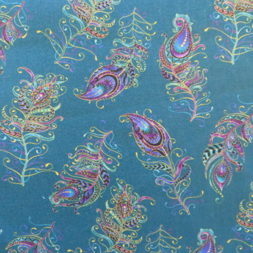 Peacock Flourish Emerald Laminate Wideback Fabric