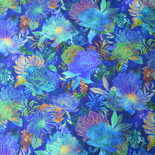 Midnight In The Jungle Blue Wideback Fabric